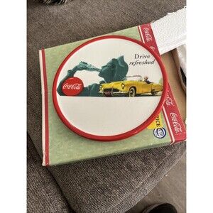 Vintage Coca Cola Drive Refreshed Plate Classic Car Coke Girl 6.25 In Diameter